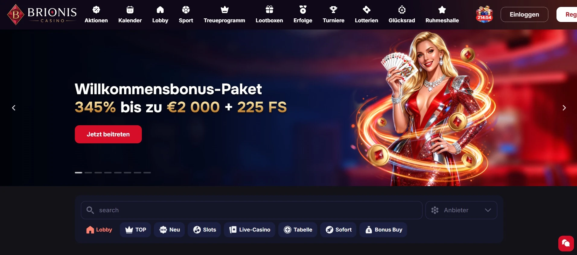 Brionis Casino main page