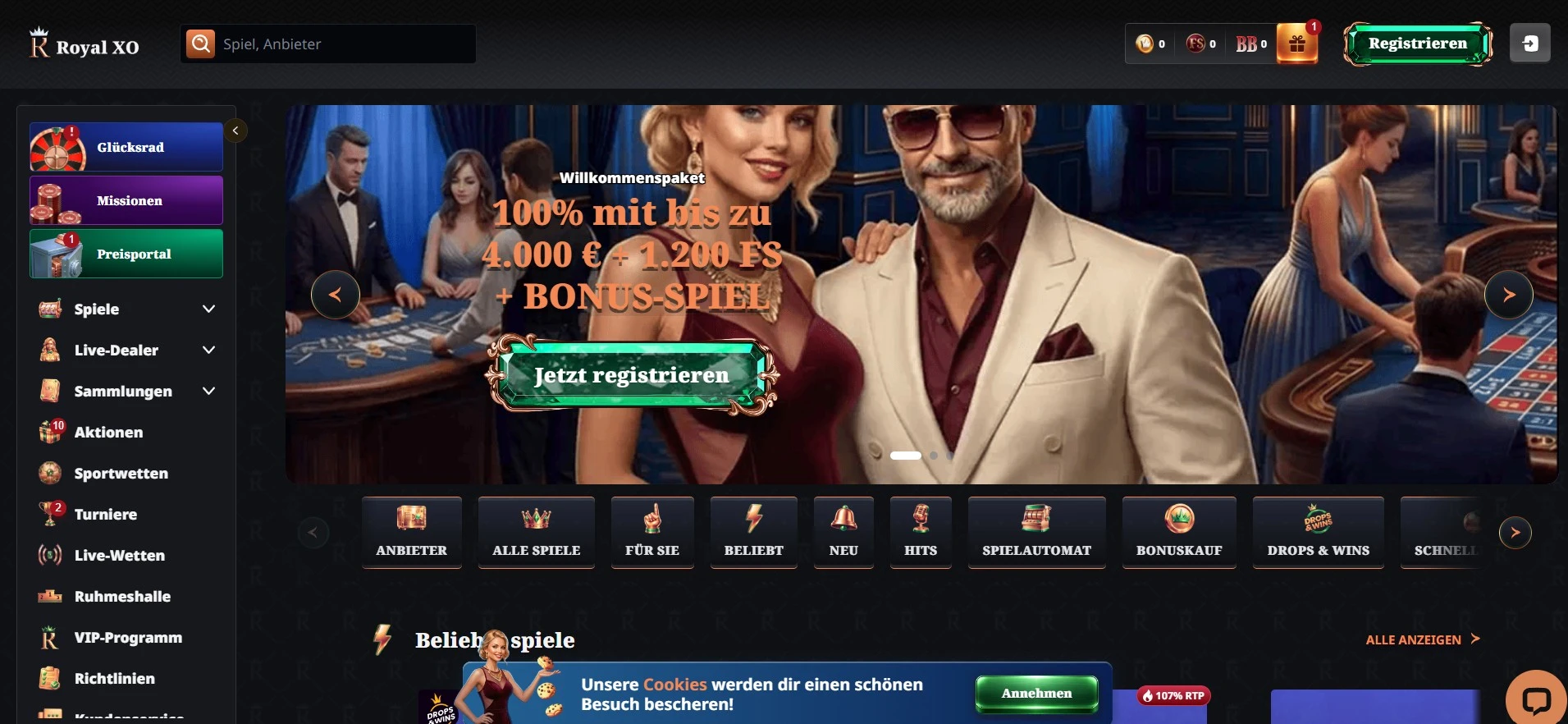 Royalxo Casino main page